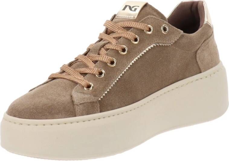 Nerogiardini Leren Vetersneakers voor Dames Beige Dames