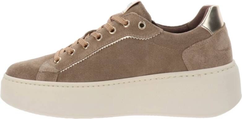 Nerogiardini Leren Vetersneakers voor Dames Beige Dames