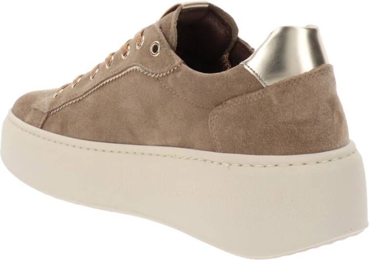 Nerogiardini Leren Vetersneakers voor Dames Beige Dames