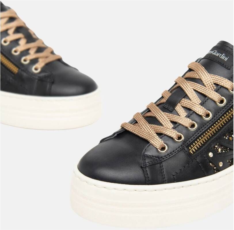 Nerogiardini Luxe Sneaker met Metallic Platform Sole Black Dames