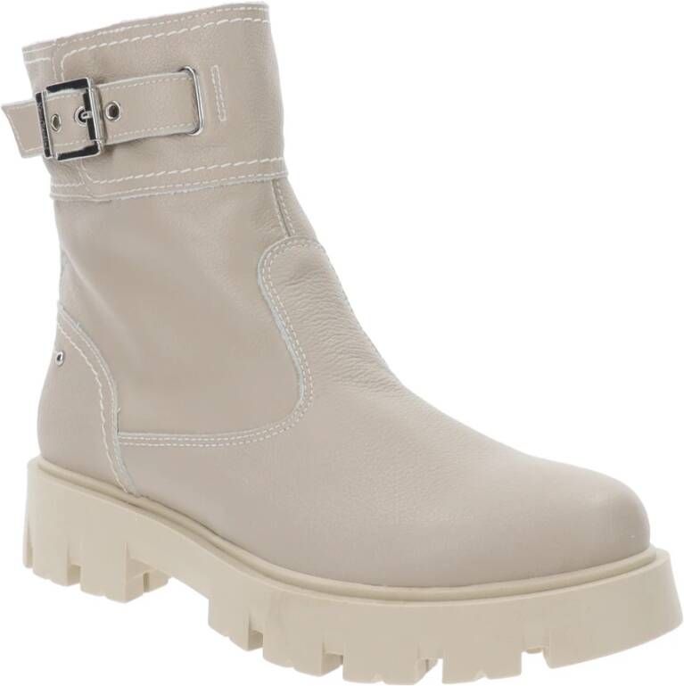 Nerogiardini Meisjes Leren Enkellaarsjes Beige Dames