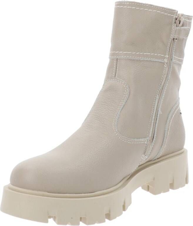 Nerogiardini Meisjes Leren Enkellaarsjes Beige Dames