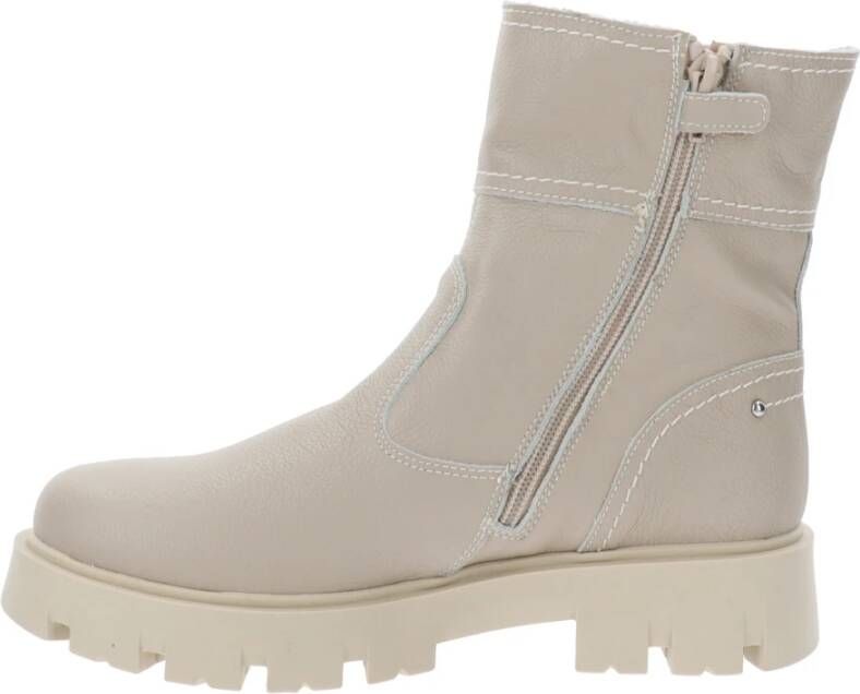 Nerogiardini Meisjes Leren Enkellaarsjes Beige Dames