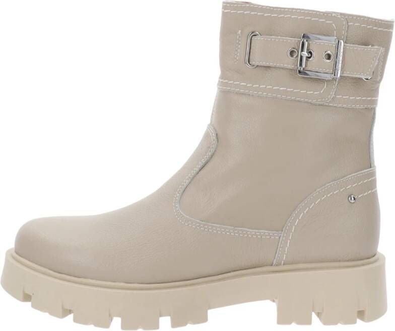 Nerogiardini Meisjes Leren Enkellaarsjes Beige Dames