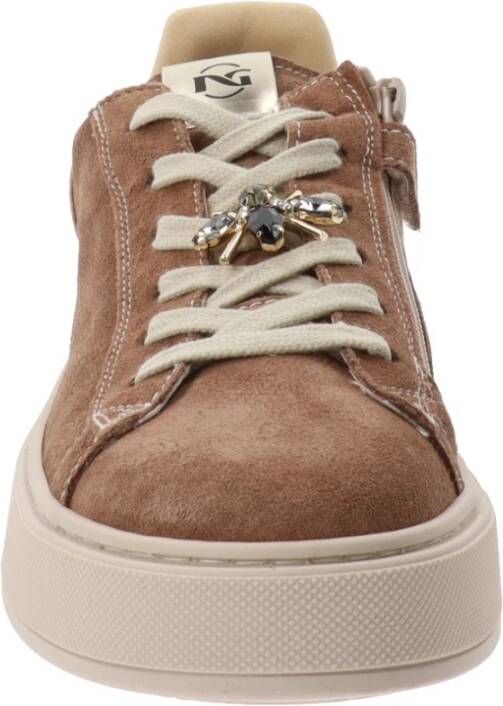 Nerogiardini Meisjes Leren Sneakers Stijlvol Comfortabel Beige Dames