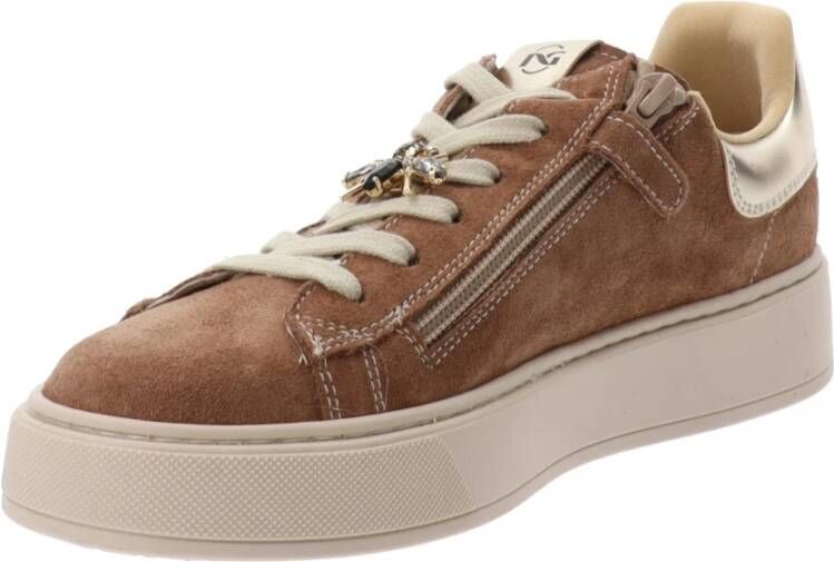 Nerogiardini Meisjes Leren Sneakers Stijlvol Comfortabel Beige Dames