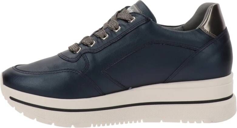 Nerogiardini Moderne Leren Sneakers voor Vrouwen Blue Dames