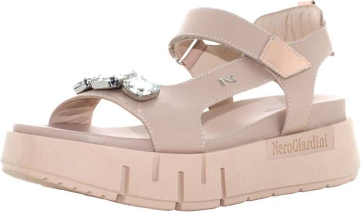 Nerogiardini Platform Sandalen voor Vrouwen Beige Dames