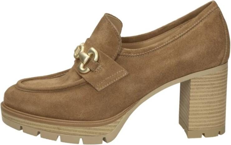 Nerogiardini Stijlvolle Loafer Schoenen voor Mannen Beige Dames