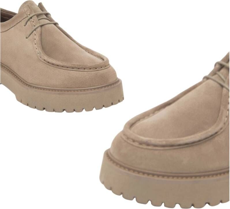 Nerogiardini Stijlvolle veterschoenen met mocassin-stiksels Beige Dames