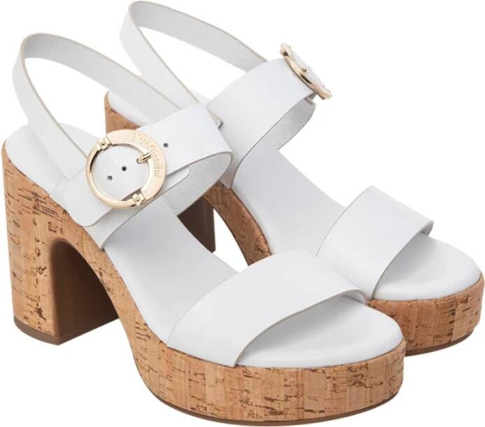 Nerogiardini Witte Leren Hoge Hak Sandalen White Dames