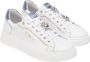 Nerogiardini Witte leren sneakers met blauwe metallic details White Dames - Thumbnail 3