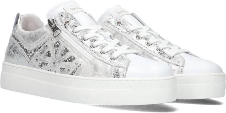 Nerogiardini Zilveren Lage Sneakers met Glitters Gray Dames