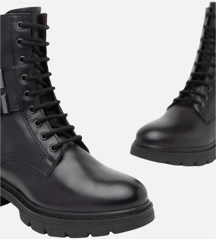 Nerogiardini Zwarte Biker Boots met Stijlvolle Vetersluiting Black Dames