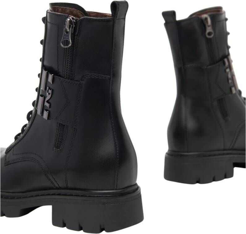 Nerogiardini Zwarte Biker Boots met Stijlvolle Vetersluiting Black Dames