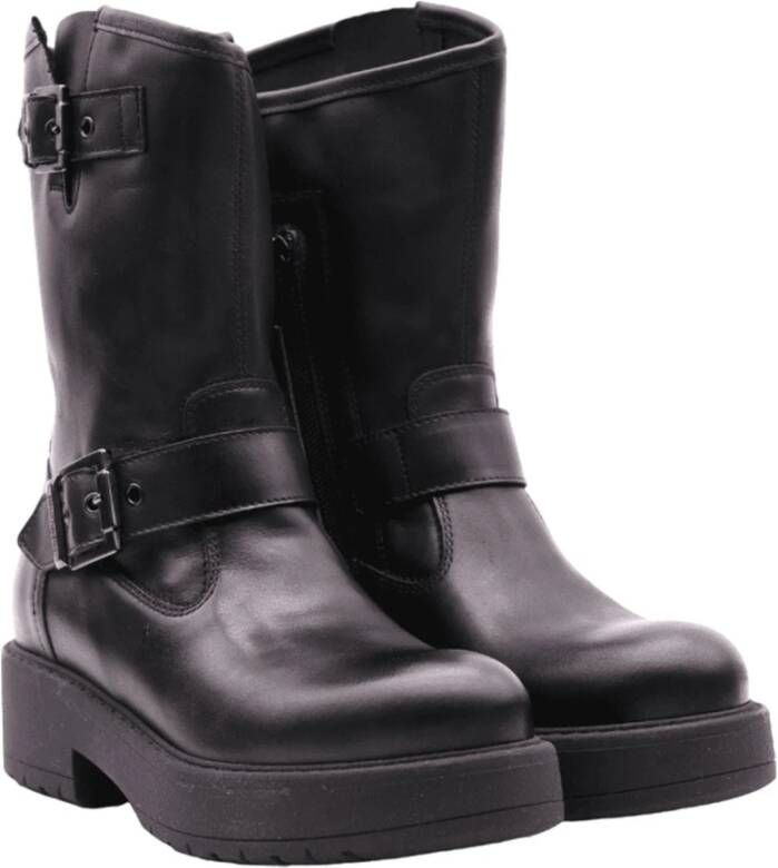 Nerogiardini Zwarte Casual Leren Dameslaarzen Black Dames