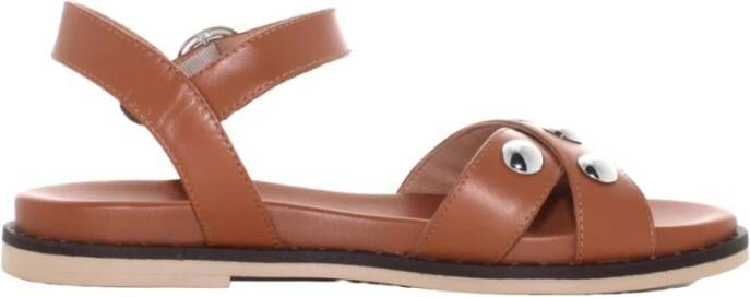 Nerogiardini Zwarte Lage Hak Sandalen voor Vrouwen Brown Dames