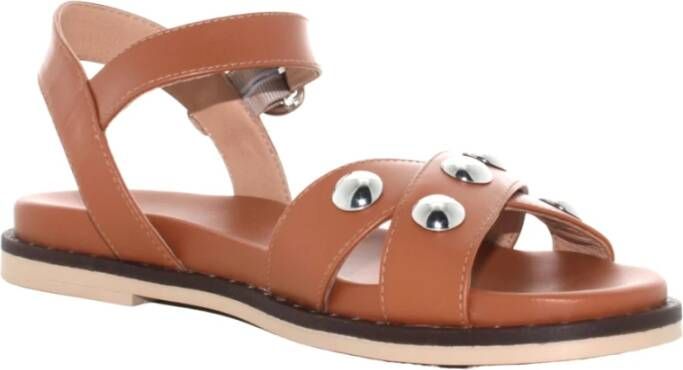 Nerogiardini Zwarte Lage Hak Sandalen voor Vrouwen Brown Dames