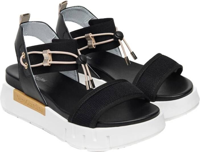 Nerogiardini Zwarte Lage Sandalen Elegante Zomerstijl Black Dames