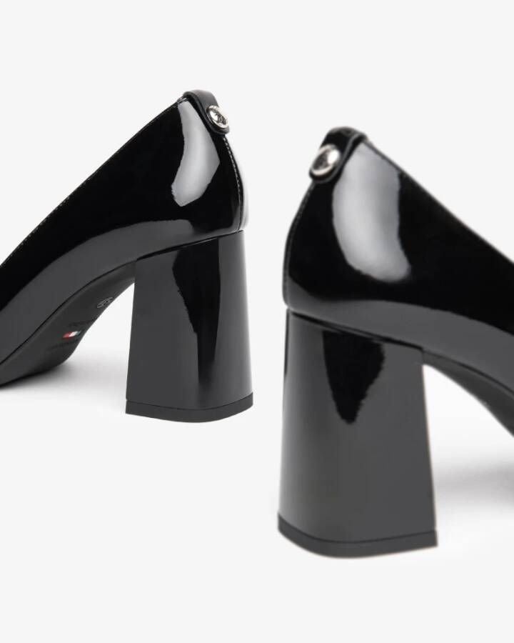 Nerogiardini Zwarte lakleren pumps met 8 cm blokhak Black Dames