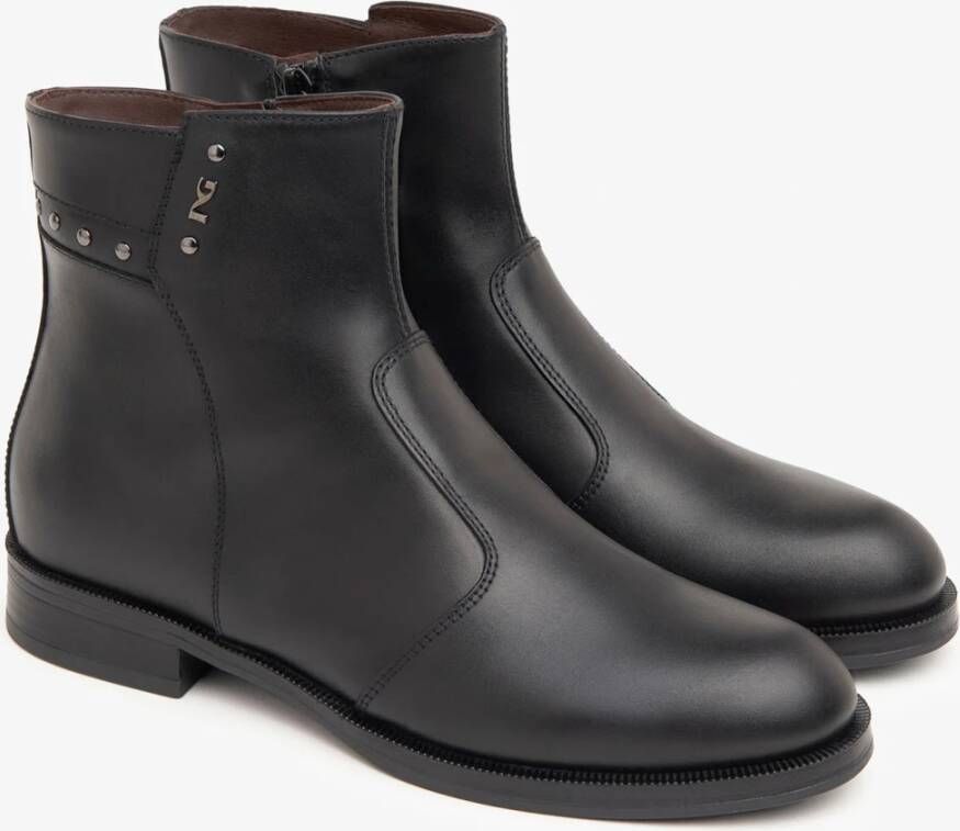 Nerogiardini Zwarte leren blokhak schoenen Black Dames