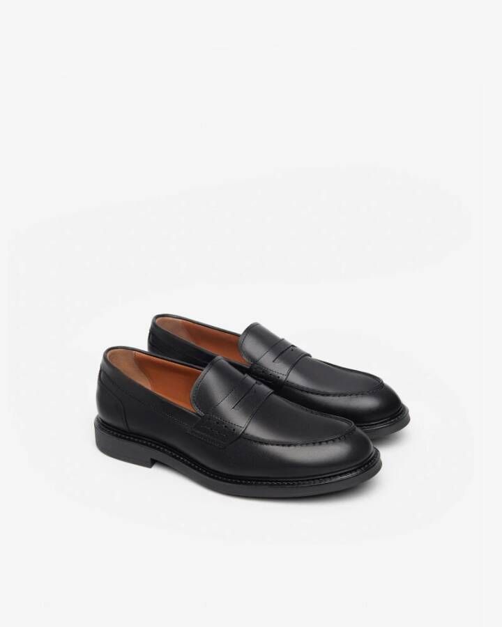 Nerogiardini Zwarte leren heren loafers met band Black Heren