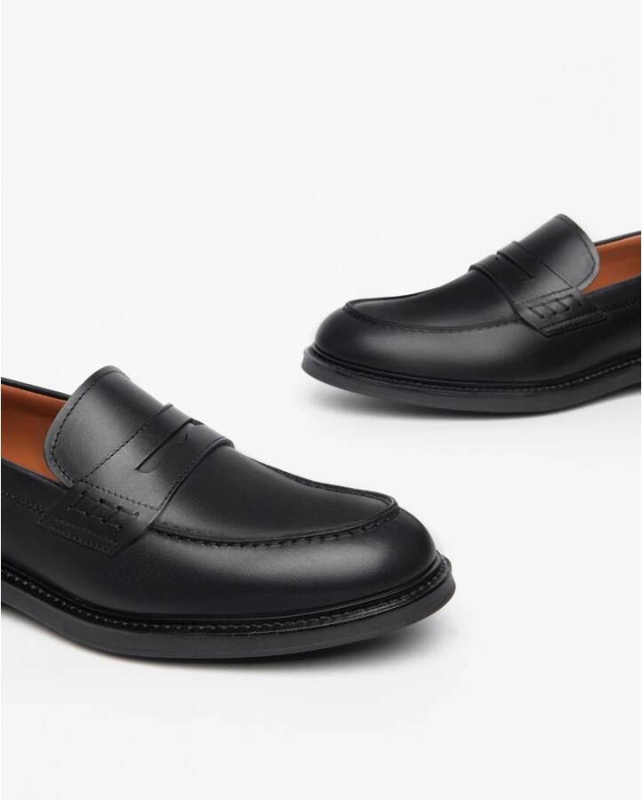 Nerogiardini Zwarte leren heren loafers met band Black Heren