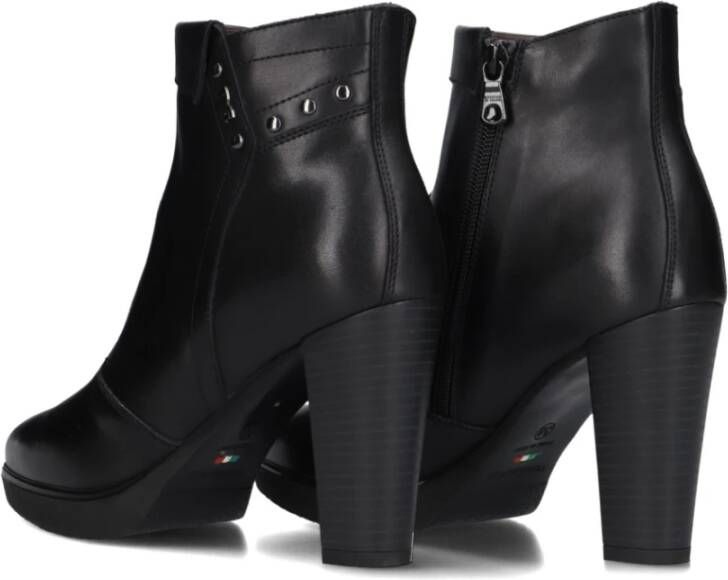 Nerogiardini Zwarte Leren Laarzen met Metalen Studs Black Dames