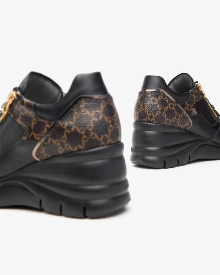 Nerogiardini Zwarte leren sneakers met rits Black Dames