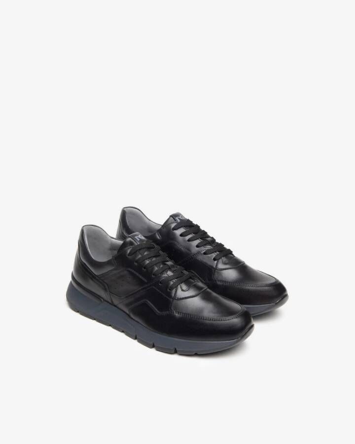 Nerogiardini Zwarte leren vetersneakers Black Heren