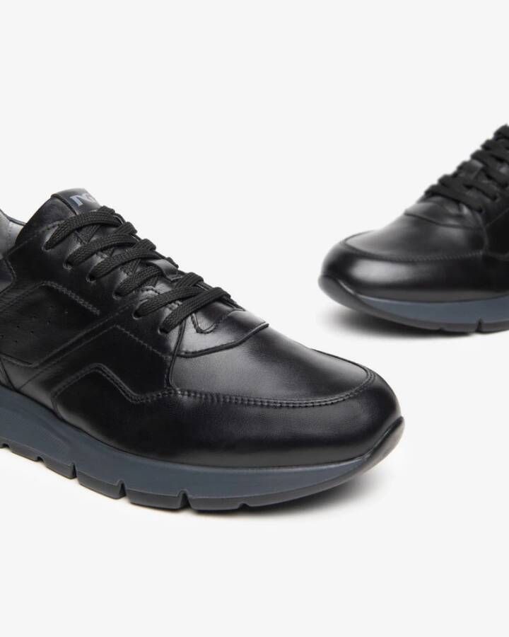 Nerogiardini Zwarte leren vetersneakers Black Heren