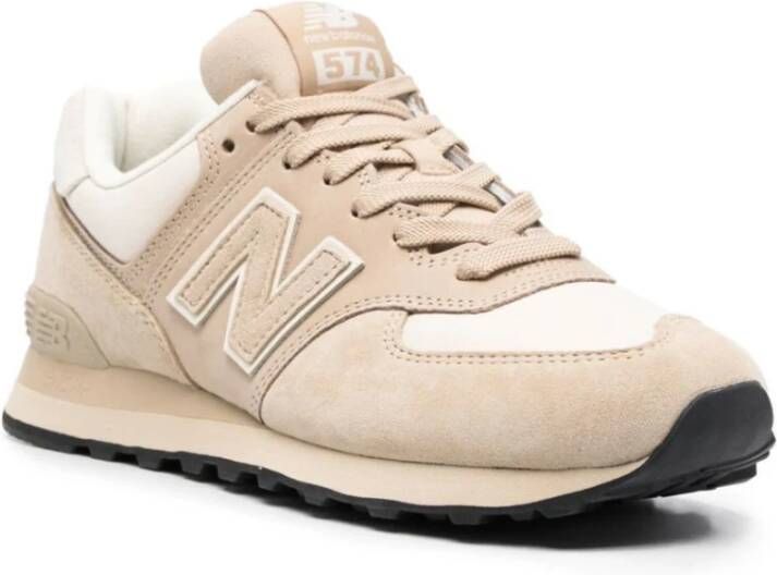 New Balance Beige Off White Sneakers Logo Rubberen zool Beige Heren