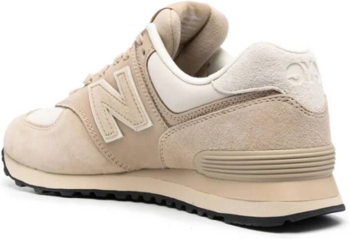 New Balance Beige Off White Sneakers Logo Rubberen zool Beige Heren