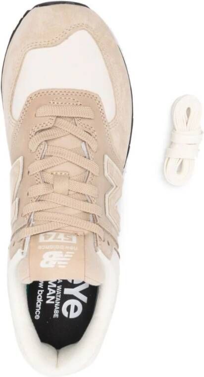 New Balance Beige Off White Sneakers Logo Rubberen zool Beige Heren