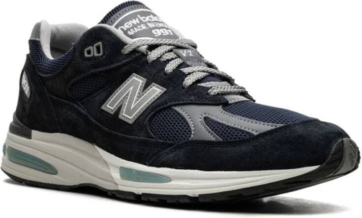 New Balance Blauwe Sneakers Mesh Paneling Vetersluiting Blue Heren