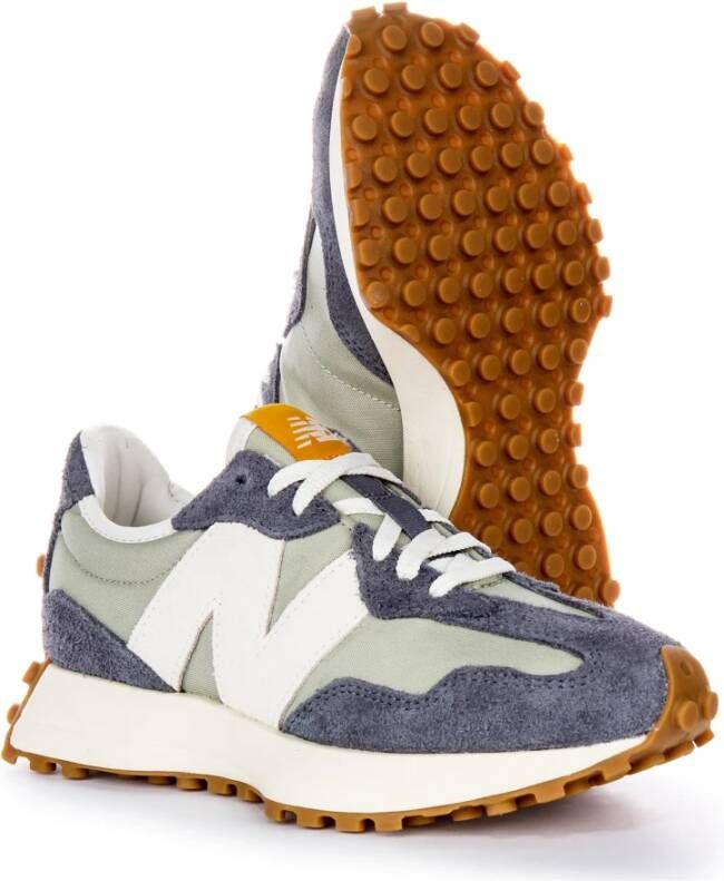 New Balance Grijs Wit Leer Suède Sneakers Multicolor Heren