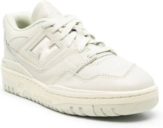 New Balance Groene Leren Sneaker Paneel Ontwerp White Heren