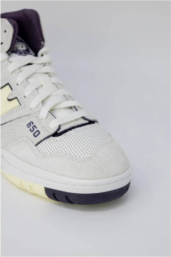 New Balance Paarse Leren Veterschoenen White Heren