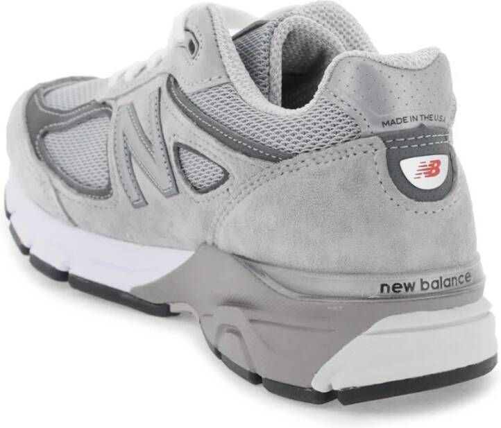 New Balance USA 990v4 Sneakers met Suède en Mesh Gray Heren