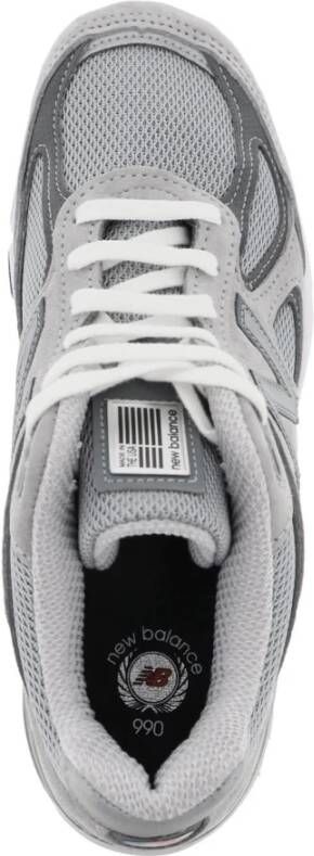 New Balance USA 990v4 Sneakers met Suède en Mesh Gray Heren