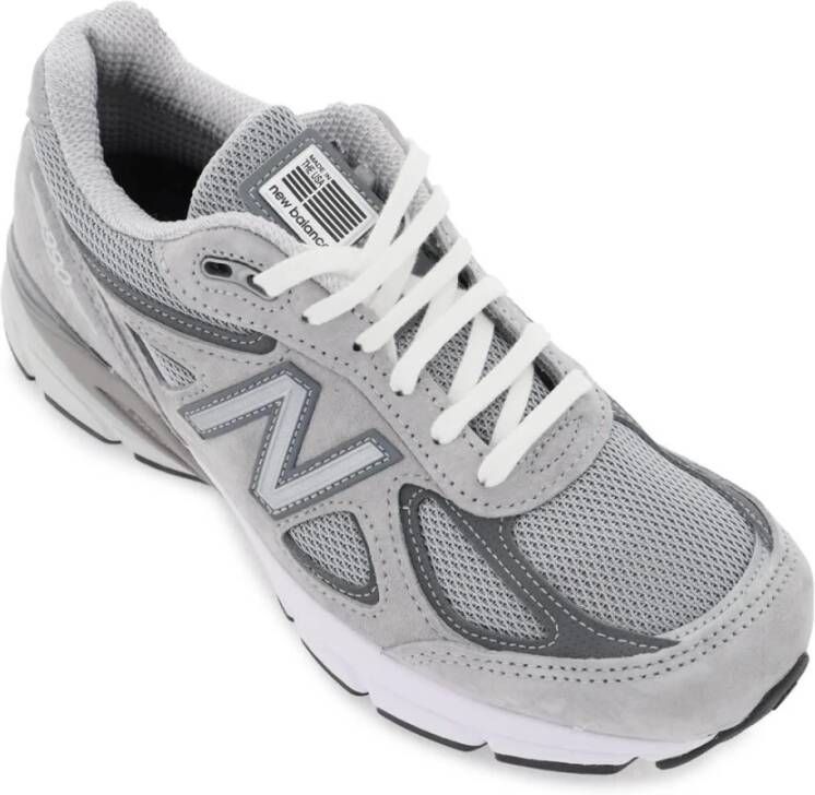 New Balance USA 990v4 Sneakers met Suède en Mesh Gray Heren