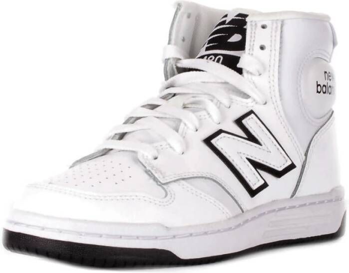 New Balance Witte Logo Sneakers Leer Canvas Rubber White Dames