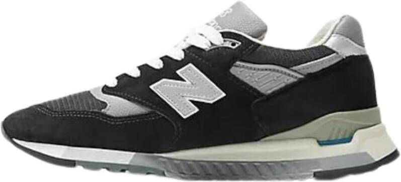 New Balance Zwarte platte schoenen 998 Made in USA Black Heren