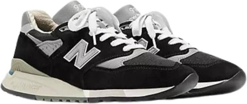 New Balance Zwarte platte schoenen 998 Made in USA Black Heren