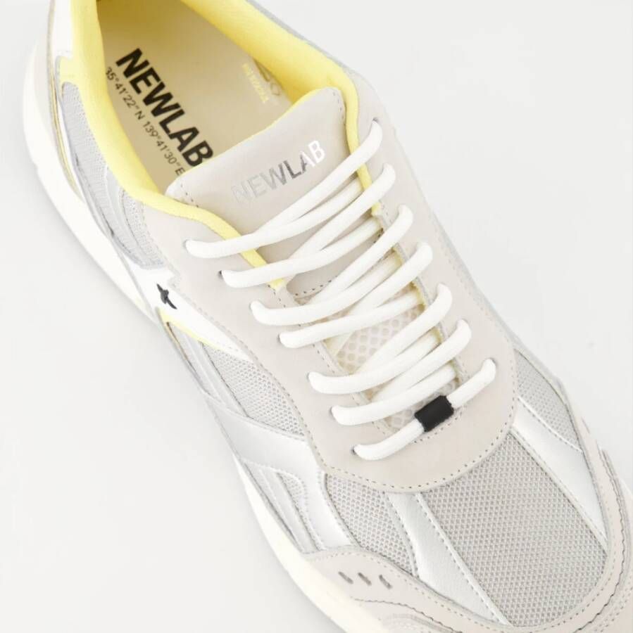 Newlab Grijs Leren Mesh Sneakers Gray Heren