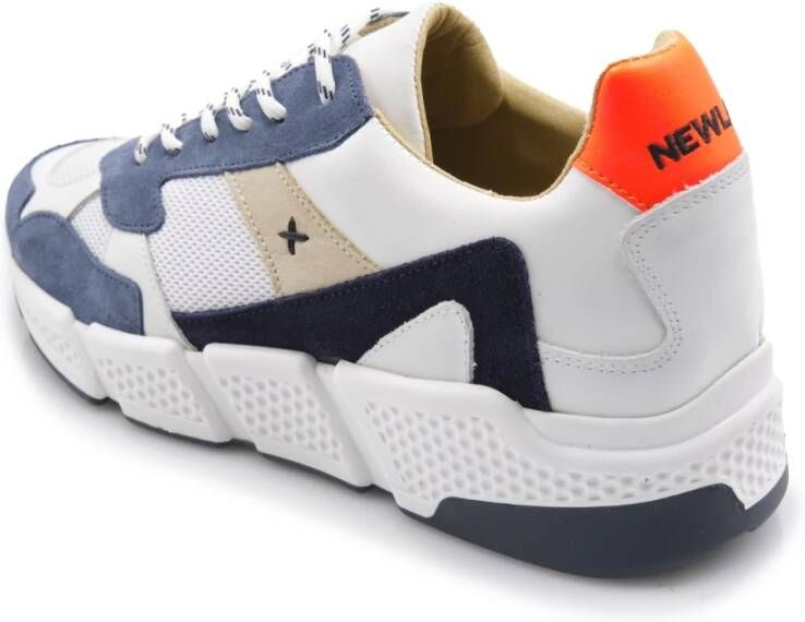 Newlab Witte Blauwe Leren en Suède Sneaker voor Heren White Heren