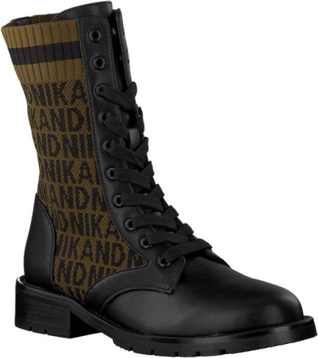 NIK & NIK Groene Jacquard Veterschoenen Black Dames