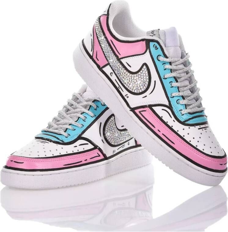 Nike Aangepaste lichtblauw wit roze sneakers Multicolor Unisex