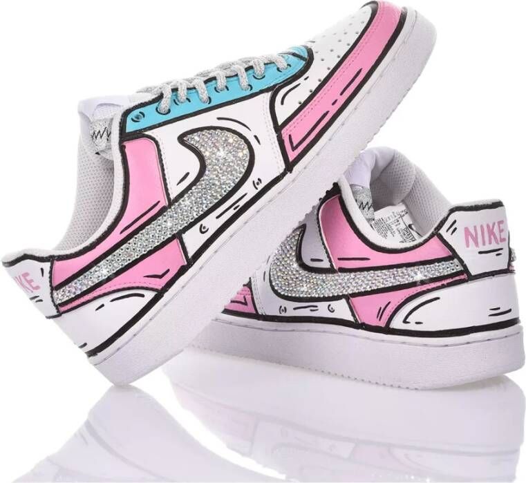 Nike Aangepaste lichtblauw wit roze sneakers Multicolor Unisex