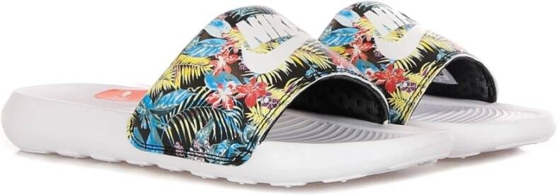 Nike Bedrukte Slide Slippers Zwart Wit Multicolor Dames